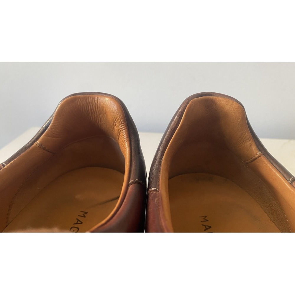 Magnanni Men's Amadeo Burnished Leather Low-Top Lace Up Sneakers Cognac Size 11 - Picture 10 of 11